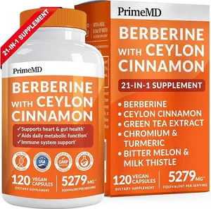 21-in-1 Berberine Supplement with Ceylon Cinnamon - Berberine 1500mg with Chromium, Bitter Melon and Green Tea Extract - Dihydroberberine Supplement for Energy & Metabolism Support, 5279 mg, 120 count