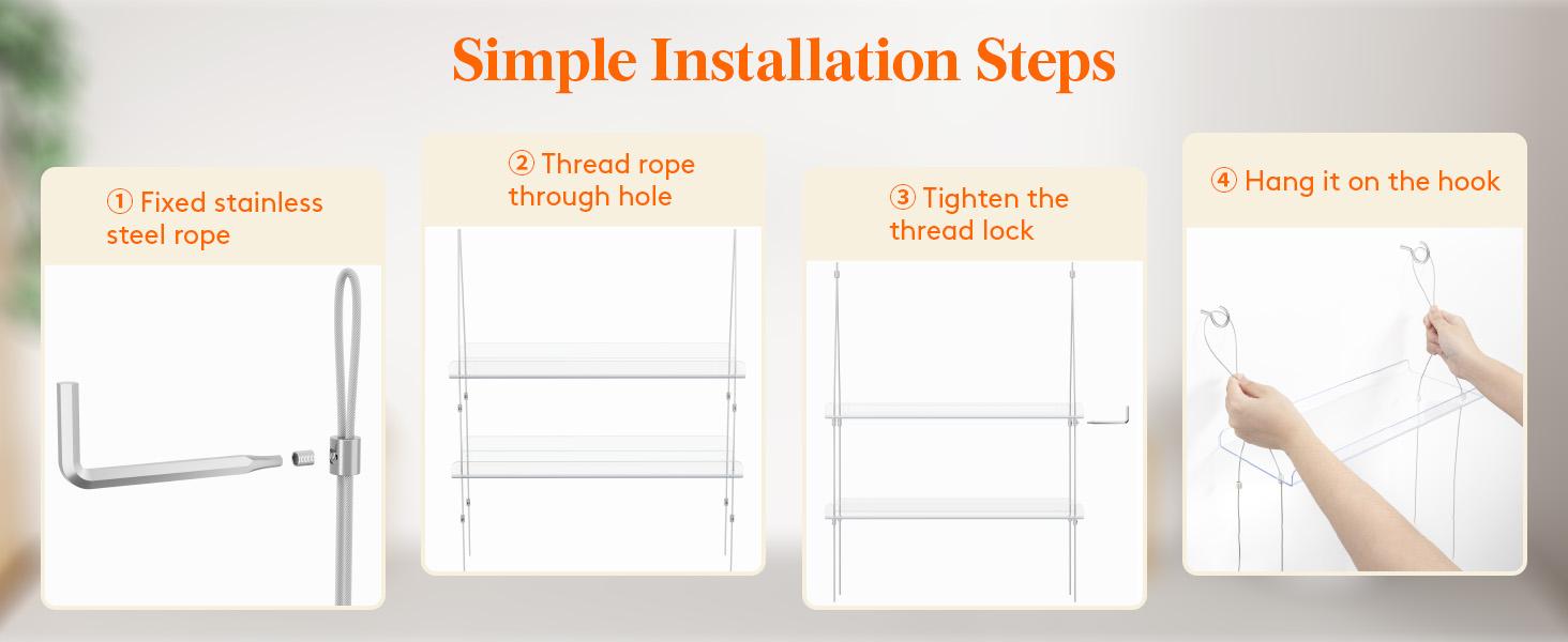 Lifewit Adjustable Acrylic Hanging Plant Shelf,   Floating Shelf,  2-4Tier Window Shelf for Indoor Herbs, Succulents & Seed Starter Home Flower