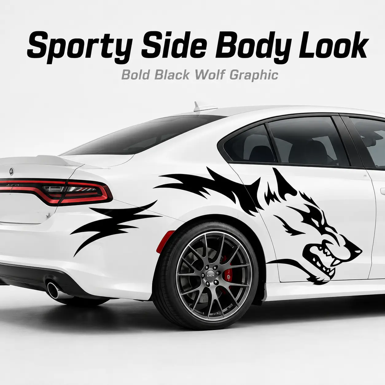 2PCS Large Wolf Car Decals, 130x50cm Aggressive Wolf Head Graphic Car Stickers for Cars Trucks SUVs, Left & Right Side Body Door Fender Vinyl Decal, Sport Racing Exterior Auto Decoration Accessories