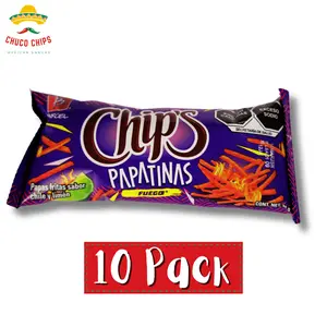 Chips Papatinas - Fuego - 10 Pack of Chips | Authentic Mexican Chips | Snack Crispy Spicy Crunchy | Mexican Chips & Snacks by Chuco Chips