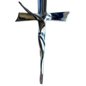 Doble Cross of Jesus made of Mexican Pewter