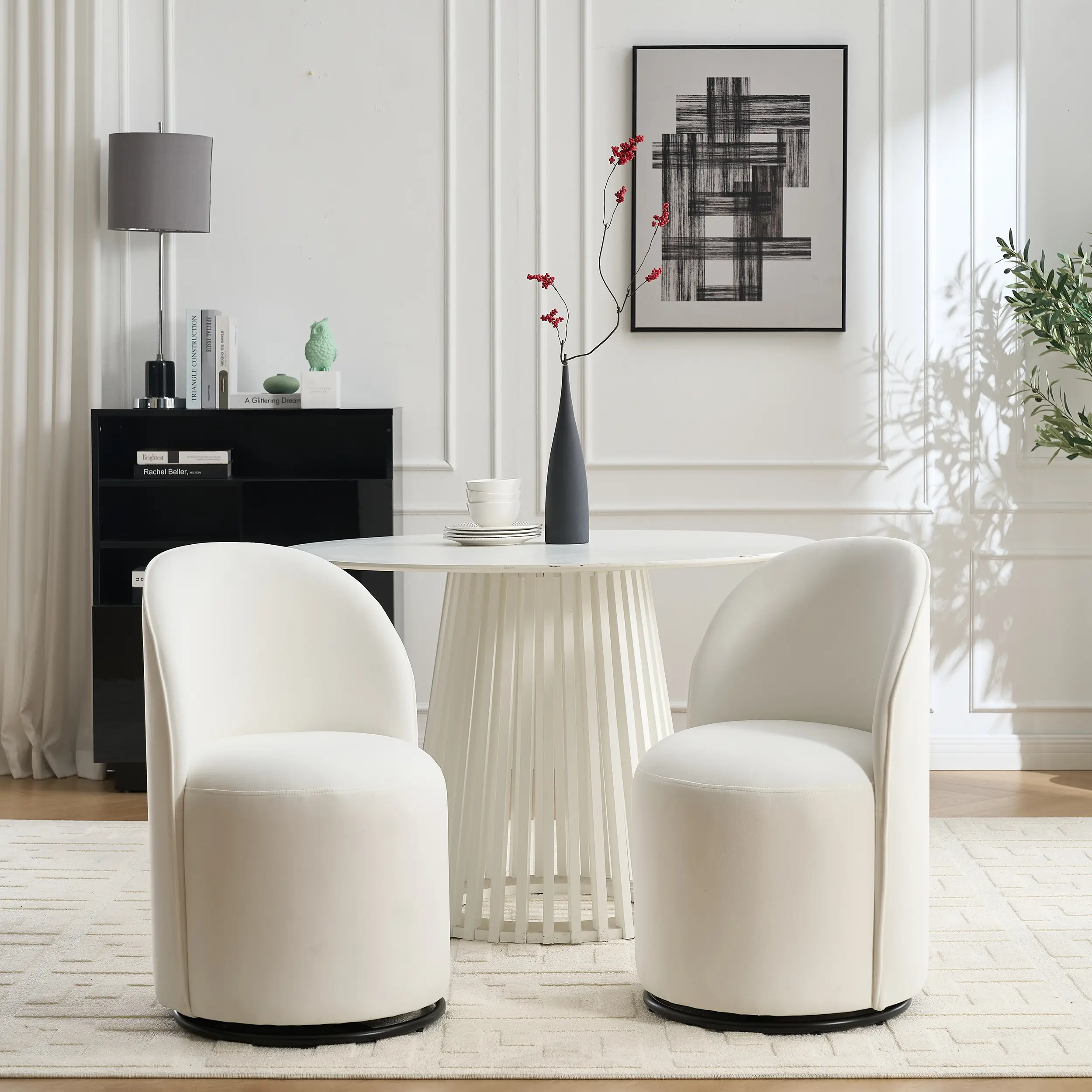 ​VIP Swivel Velvet Chair - Luxury Multi-Scene Recliner with Velvet Fabric  Rotates 360° for Home Office Bedroom Vanity & Reception Room Durable Ergonomic Design for Relaxation & Glamorous Seating White