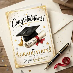 Personalized Graduation Card 2026, Custom Name Congrats Card, 5x7 Graduation Greeting Card