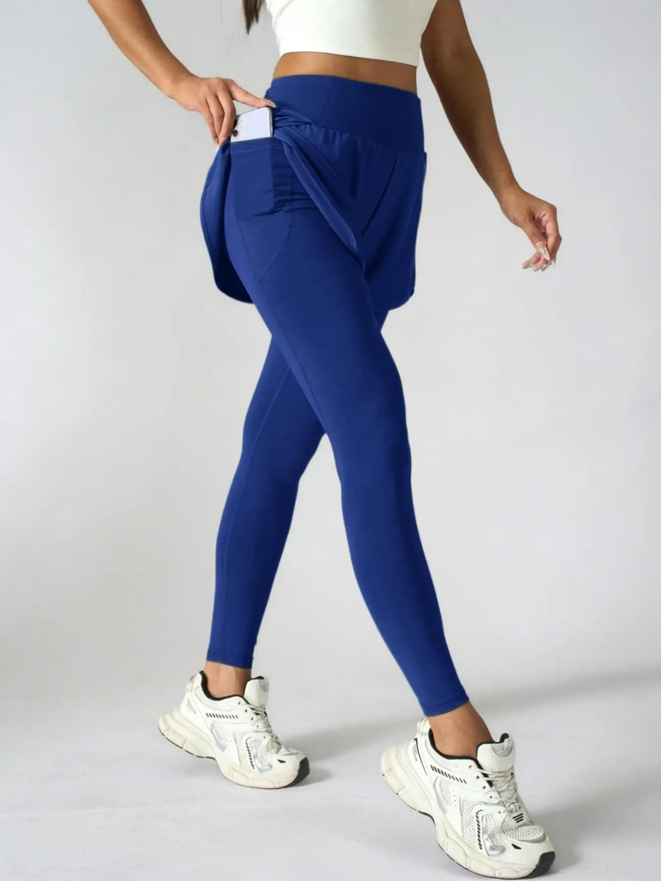 Women's High-Waisted Ruched Leggings, Sporty Plain Design, Quick-Dry Athletic Pants, Ideal for Tennis, Running, Yoga