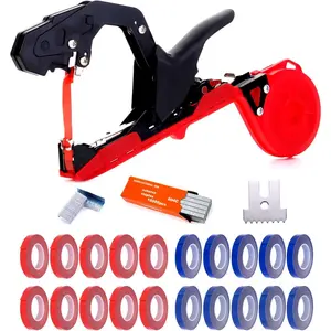 Tying Machine, Vine Tying Machine Tool with 10000 count Staples 20 Rolls Tape  Tape  for Grapes Raspberries Tomatoes and Vining Vegetables Tying Tool(red), 8018-1