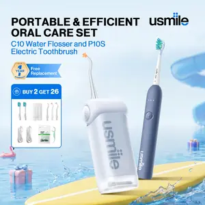 usmile Oral Care Set C10 Water Flosser x P10S Electric Toothbrush, Powerful Teeth Cleaning & Gentle Gum Protection