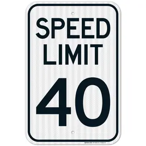 Speed Limit 40 Mph Sign, 8X12 Inches, Rust Free .040 Aluminum, Fade Resistant, Made In USA By Sigo Signs