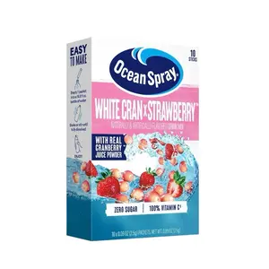 Ocean Spray Zero Sugar White Cran x Strawberry Flavored Drink Mix- 1 Box 10 Sticks