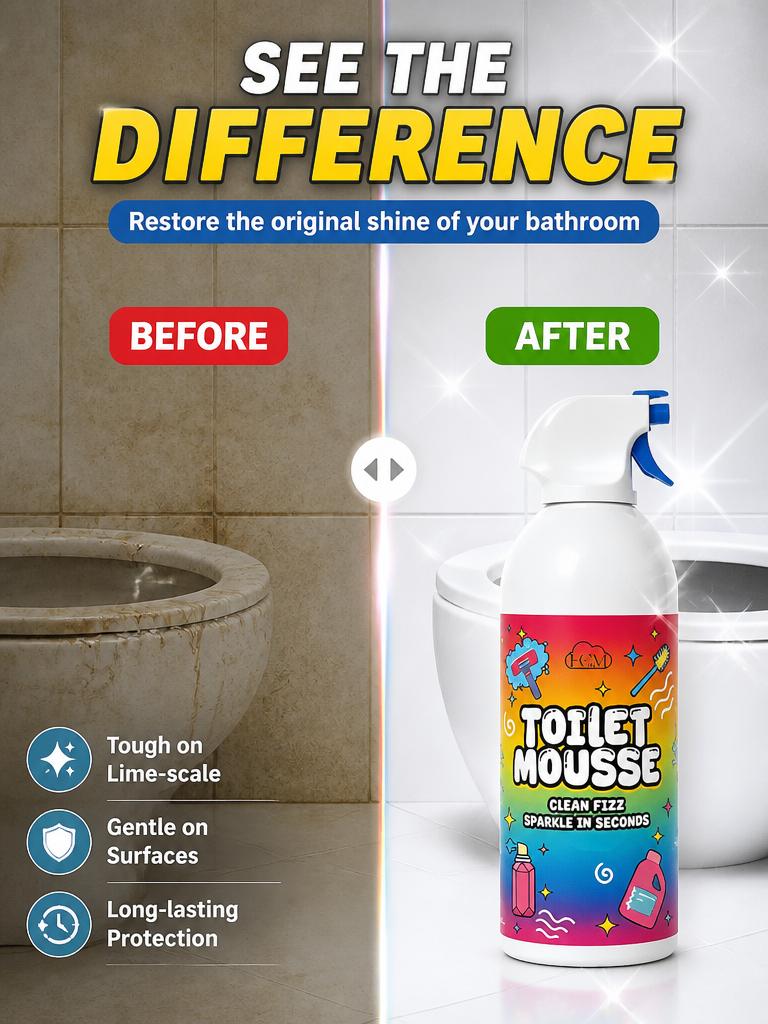 HCM Household Peach Flavor Jet Foam Spray All-Purpose Detergent, Home Cleaning Supplies, Household Cleaning Solution for Deep Stain Removal on Toilet, Sink (Mildew, Scale, Rust)