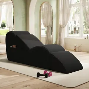 Yoga Lounge Chair with Ottoman, Ergonomic Floor Chaise for Adults, Soft Foam Relaxation Chair with Lumbar Pillow & Side Pocket, Washable Cover for Bedroom Living Room, Perfect Mother's Day Gifts