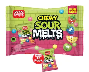 DOUzzle Chewy Sour Melts Candy Fun Size (10 Count, 1 Pack) Individually Wrapped, Party Favor, Goodie Bag & Pinata Filler - Kosher Parve