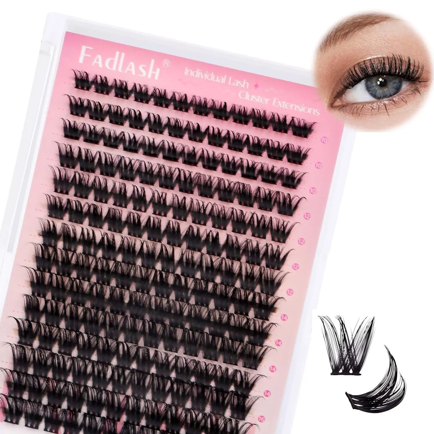 Cluster Lashes Individual Lash Extensions DIY Lash Clusters 10-16mm Mixed Length Wispy Faux Mink Eyelash Clusters for Self Application at Home(R13-D-10-16MIX)