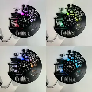 Retro Coffee Bean Vinyl Record Wall Clock – Ideal Gift for Coffee Lovers & Kitchen Decor, Room Decor | Stylish Coffee Shop Clock for Home & Office
