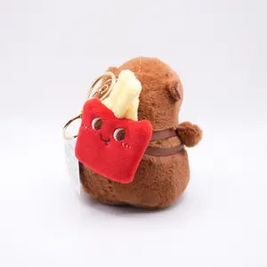 Capybara Keychain with French Fries or Hamburger – 2 Design Options | Cute Animal Bag Charm & Gift