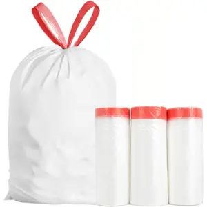 Ultra Thick Heavy Duty Plastic 16-18 Gallon Drawstring Trash Bags White Leak Proof Large Garbage Bags for Tall Kitchen  Office Outdoor (18 Gallon Drawstring Trash Bags)