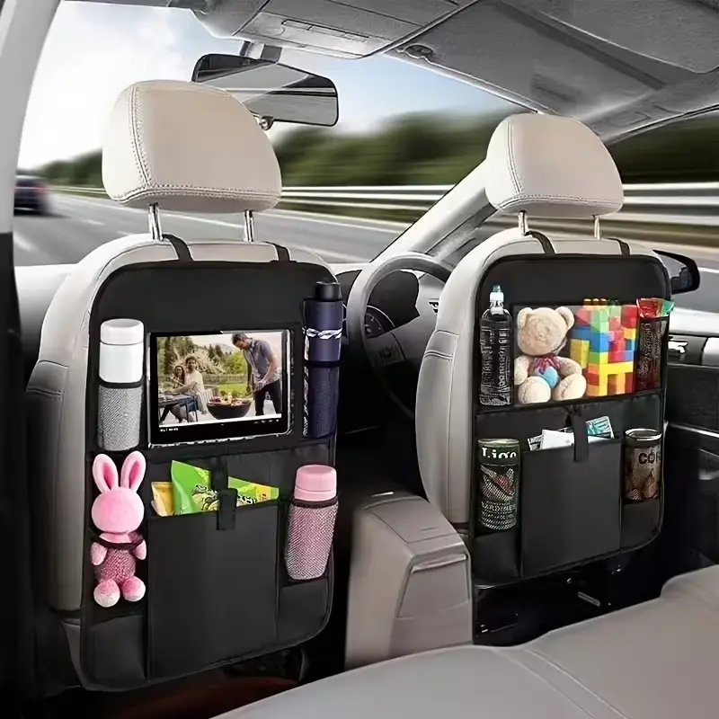 Kick Mats with Organizer -1 Pack Backseat Protector SeatCovers for Your Car, SUV, Minivan or Truck Seats - VehicleBack Seat Kids Safety Accessories -Universal Fit AutomotiveInterior Protectors