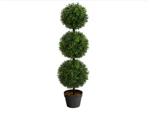 Nearly Natural 3ft. Artificial Triple Ball Boxwood Topiary Tree (Indoor/Outdoor)