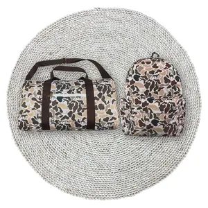 Adult Hunting Deer Dark Green Camouflage Gym Sports Duffel Travel Weekender Bags Matching Backpacks