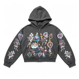 We Are-Righteou-Risen King Black Cropped Zip-Up Hoodie Vintage Clothes Y2k Zip Up Hoodie Streetwear Men Women Graphic Oversized Rapper Hooded Sweatshirts Unisex Acid Wash