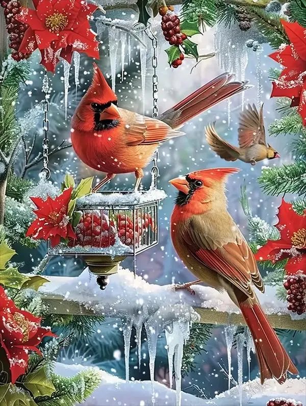 Snow Linnet Diamond Painting Kits for Adults, Merry Chrismas 5D DIY Diamond Art Kits Full Drill Diamond for Gift Wall Decor Gem Arts