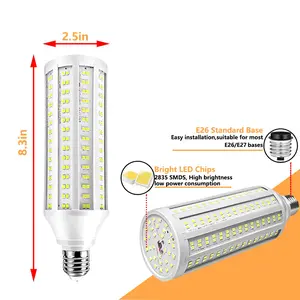 LED Corn Light Bulb 60W 6000K Cool Daylight White 3000 Lumen E26/E27 Base 360-Degree Illumination Energy-Saving for Indoor Garage Warehouse Workshop 85V-265V Voltage High Brightness & Energy Efficiency