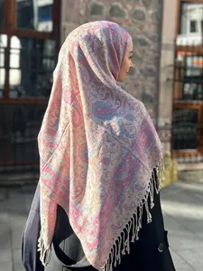 Women's Fashion Autumn Winter New Ethnic Style Scarf, Warm Windproof Jacquard Knit Scarf, Ladies Accessories for Fall & Winter, Paisley Print Scarf
