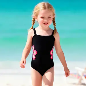 Girls One Piece Swimsuit | Floral Cutout Kids Bathing Suit for Beach Pool