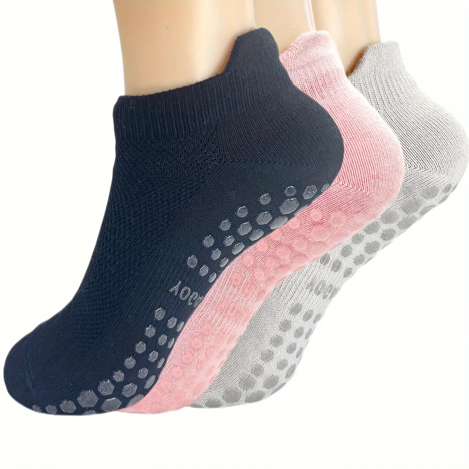 Women's Anti-Slip Pilates Socks, Comfortable Athletic Yoga Socks for Indoor Use, 3 Pairs Pack, Ideal for Fitness & Gym Activities
