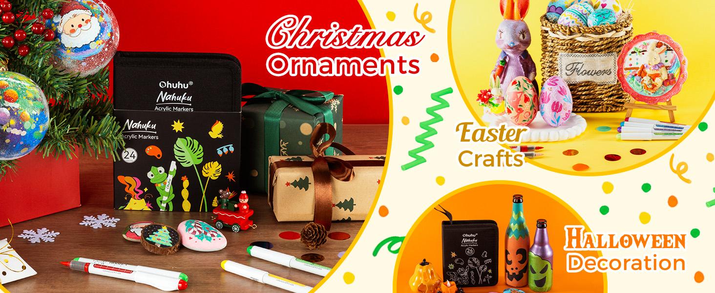 Ohuhu Acrylic Brush Tip Paint Markers 24 Pack/ 48 pack Vibrant Colors with Flexible Brush Tips High-Opacity Waterproof Lightfast Pens for Rock Wood Glass & More Ohuhu Acrylic Brush Tip Paint Markers 24 Pack/ 48 pack Vibrant Colors with Flexible Brush Tips High-Opacity Waterproof Lightfast Pens for Rock Wood Glass & More