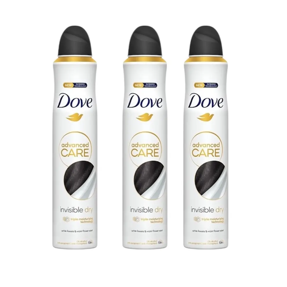 Dove Invisible Dry Anti-Perspirant Deodorant for Women, White Freesia & Violet Flower Scented Body Care, 250 ml (Pack of 3), Antiperspirant Deodorant