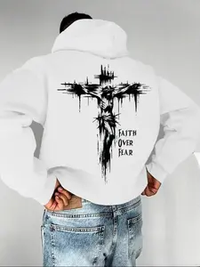 Faith Over Fear Jesus On The Cross Graphic Hoodie/Sweatshirt(No Hood)/T-Shirt, For Men/Women - Unisex Style, 100% Cotton, Pullover unisex hoodie