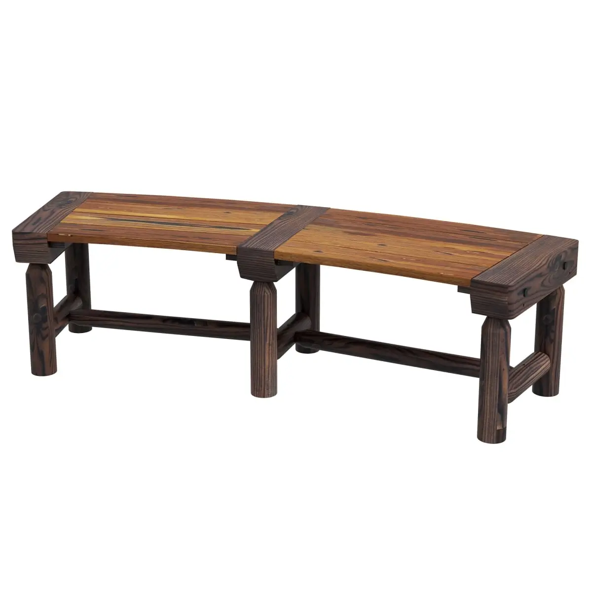 Outsunny 212 Main 84G-215V00BN Solid Wood Wrap-Around Outdoor Tree Bench, Rustic Farmhouse Decor Armless Semicircular Garden Bench for Yard, Patio (Brown)