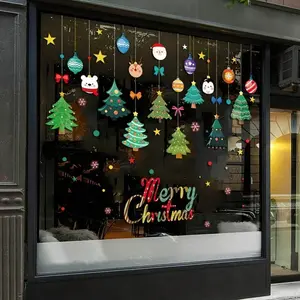 1 Piece Christmas Decoration Glass Door Sticker Window Sticker Window Sticker Santa Claus Static Sticker Scene Layout Gift, Holiday Window Sticker, Modern Holiday Decoration, Reusable Sticker, Window Sticker, Holiday Shopper