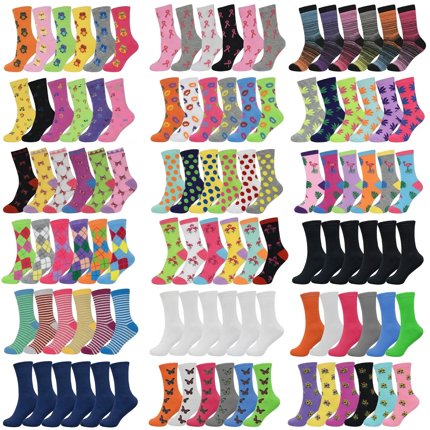 Women's Assorted Multicolor Solid Casual Sports Crew Socks Size 9-11 Athletic Socks Everyday