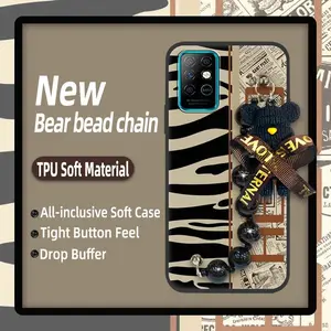 Simplicity Skin-friendly feel Phone Case For Infinix X692/Note8 protective case Dirt-resistant silicone Waterproof cute Back Cover Anti-knock soft case Bear bracelet Cartoon
