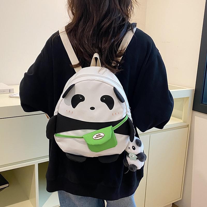 Panda Pal Composite Fabric Backpack with Adjustable Strap - 30cm x 25cm x 8cm