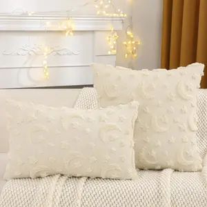 1PC Ramadan Decoration Pillow Cover New Moon Star Plush Quilted Embroidery, Contemporary Style, Fall & Winter Season, Home Decor, Bedroom Decorative Accessories