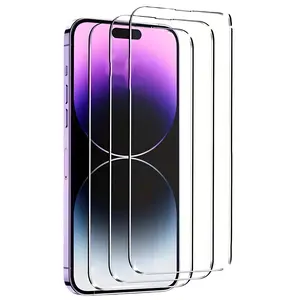 3pcs Tempered Glass Cellphone Smartphone Protective Screen Protector Protection for iPhone 15, 15pro, 15 Pro Max, Mica Material, Durable Glass Film, Apple Compatible, Accessories