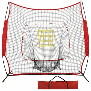 SUPERDEAL 7 x 7 Baseball Net & Softball Practice Net Portable Upgraded Strike Zone with Carry Bag