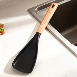 Multifunctional Wooden Handle Spoon, Durable Kitchen Utensil, Ideal for Cooking and Serving, Non-Stick Pot Surface Safe, Essential Kitchen Tool, Nonstick Cooking Spoon