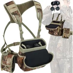 Binocular Harness Chest Pack with Rangefinder Pouch, Bino Harness with Rain Cover for Bird Watching, Hunting, Hiking