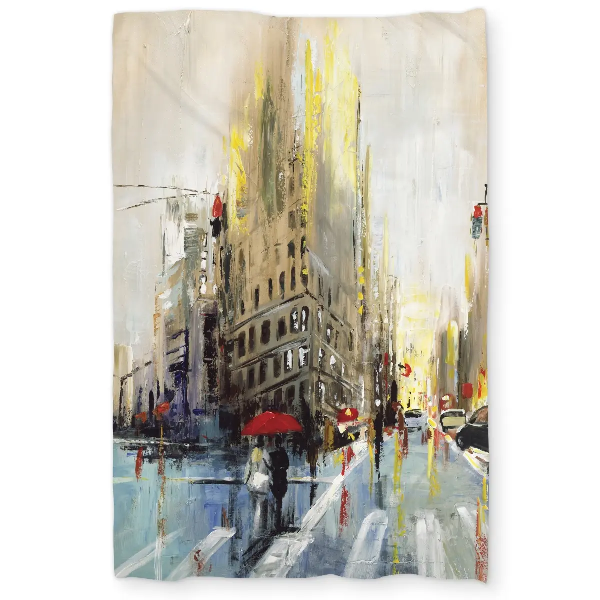 Begin Home Decor C1DCTXLW5M70GF Abstract Rainy Street Beige Man Twin Size Extra Long Duvet Cover - Home Decor
