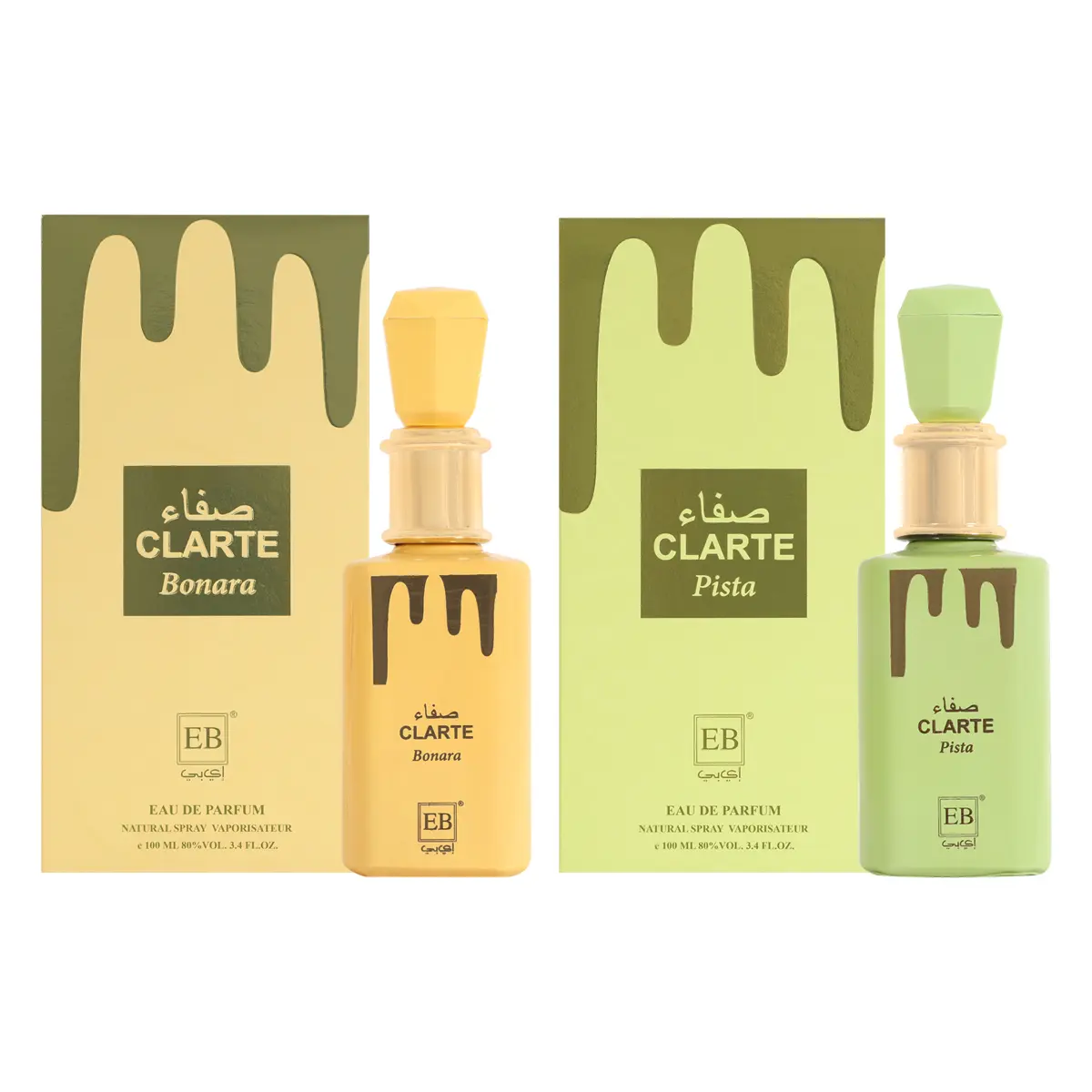 Bundle of Clarte Bonara & Pista Eau de Parfum 100ml Natural Spray Vaporizer for Men and Women