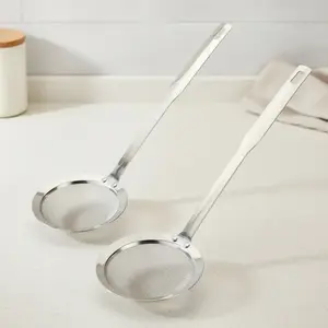 Stainless Steel Fat Skimmer Spoon – Extra-Large & Long Handle Fine Mesh Strainer for Cooking, Frying, Oil, Foam & Grease Removal, Kitchen Tool, Kitchen Utensils Gadgets