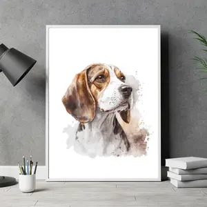 Beagle Dog, Animal Print, Digital Download, Watercolor Pet Decor, Dog Portrait Print, Dog Wall Art, Animal Watercolor Poster