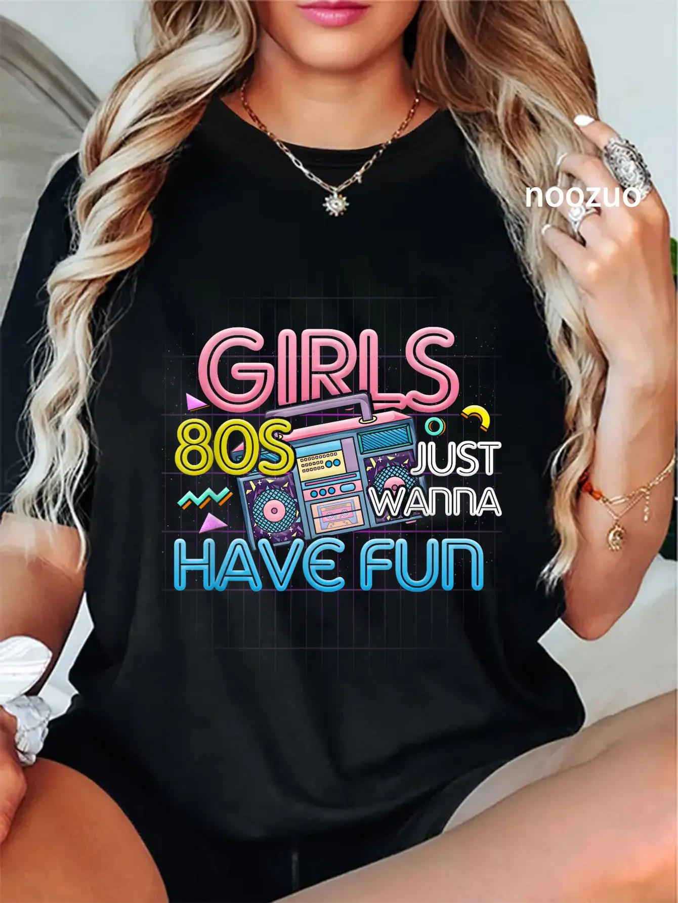 100% Cotton Girl Just Wanna Have Fun Nostalgia 1980s 80s Throwback T-Shirt
