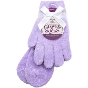 Moisturizing Socks and Gloves Set Purple Fuzzy Socks and Gloves with Aloe and Vitamin E for Women Ideal Self-Care Gifts for Women