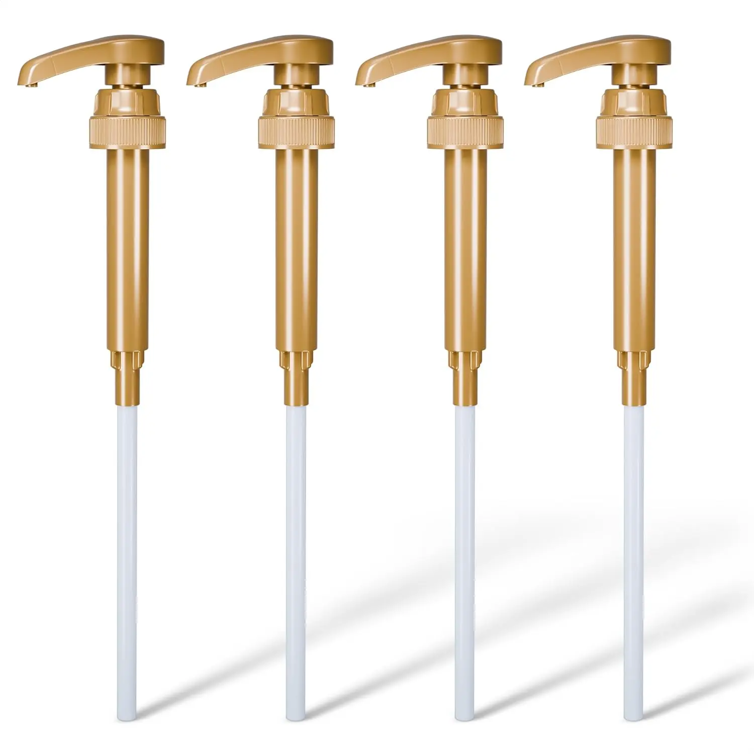 4 Pcs Plastic Coffee Syrup Pump Dispensers - Lockable, 0.3oz Precise Dispensing, Adjustable Height 9.25"-11.54", Compact Easy-Clean Lid, Fits 25.4oz Bottles, Brewing Kitchen Utensil for Coffee Lovers, Restaurants