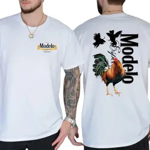 Modelo Especial Chicken Tee – Vintage Mexican Beer Shirt with Rooster, Unisex Graphic Top, Trending Country Style Menswear Man Tshirt Casual Crewneck Streetwear