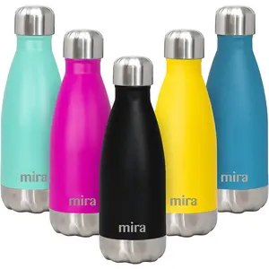 MIRA 12 Oz Stainless Steel Vacuum Insulated Water Bottle - Double Walled Cola Shape Thermo - 24 Hours Cold, 12 Hours Hot - Reusable Metal Water Bottle - Kids Leak-Proof Sports Flask - Matte Black MIRA Brands